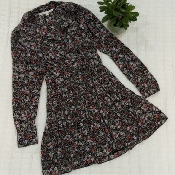 ✨ VERONICA BEARD Naomi Long-Sleeve Floral Silk Blend Fall Dress - Picture 2 of 4